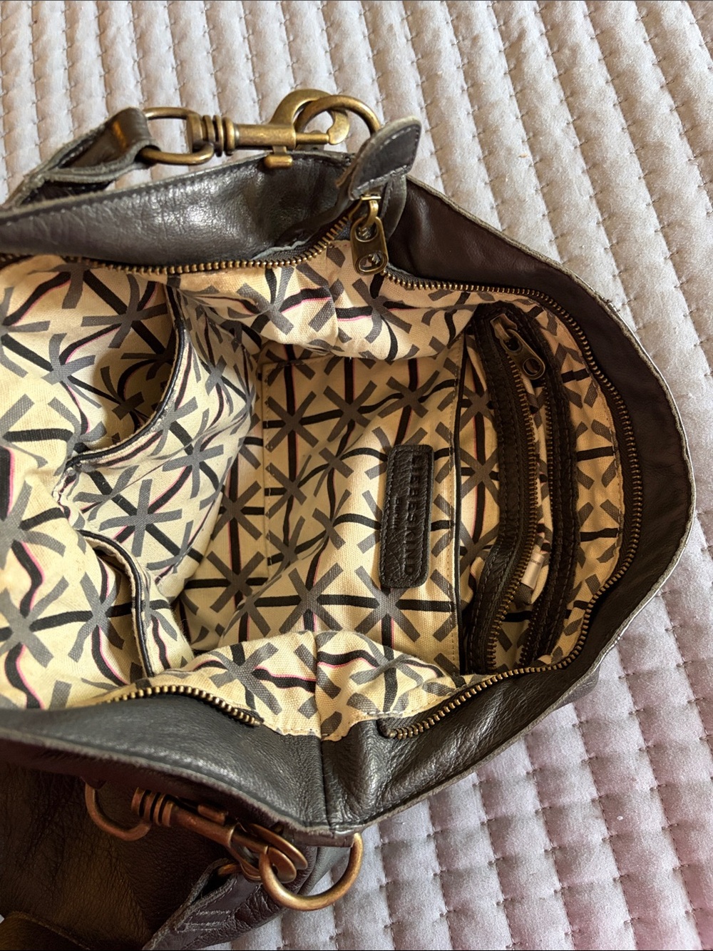 Liebeskind Crossbody Bag in Dark Gray with Brass Hardware - Picture 9 of 12